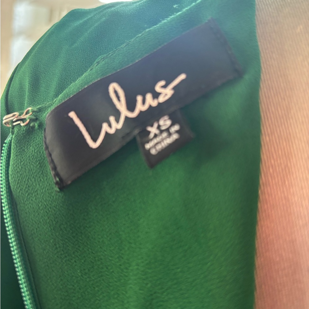 Lulu's Emerald Green Tie-Front Ruffle Mini Dress - Picture 6 of 9